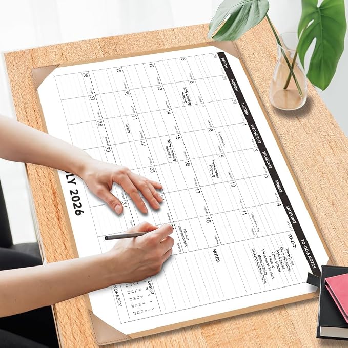 Large Desk Calendar 2026-2027 with Desktop Mat, KOPEESY 22" x 17" Desktop Calendar, 18 Mouths From July 2026 to December 2027, Office Supplies Desk Blotter Calendar for Home School and Office