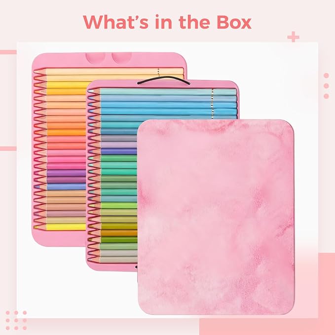 Pastel Set, 50 Pcs Colored Pencils, Soft Lead for Coloring, Rich Vibrant Colors, Portable Case