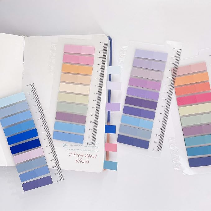 Potanro Sticky Tabs 800 Pcs Book Tabs Colorful Sticky Index Tabs | 40 Colors Annotation Tabs ,Transparent Sticky Notes Tabs, Writable Page Tabs with Ruler for Annotating Books, Page Marking