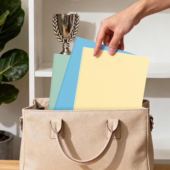 60-Pack Plastic andPockets and Prongs,2-Pocket and3 Fasteners, Pastel Folders Holds 8-1/2" x 11" Paper for School/Office/Home, Yellow