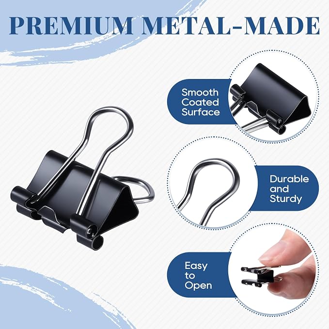 Small Binder Clips 864 PCS - Mini 15mm Paper Clip 5/8 Inch Paper Clamps | Bulk Micro Black Metal Binding Paperwork Clamp, School Teachers Office Supplies