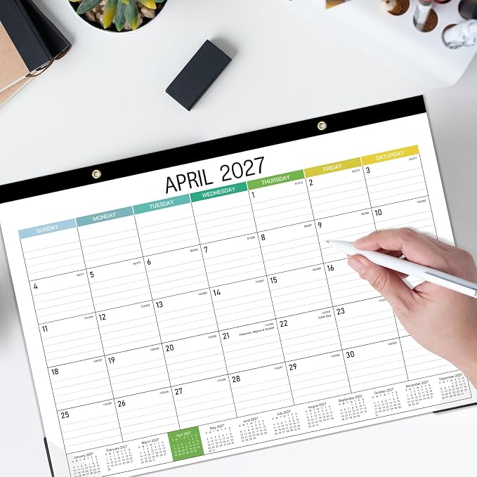 2026-2027 Desk Calendar - Desk Calendar 2026-2027, 14.8" x 11.4", Jul. 2026 - Dec. 2027, 18 Months Calendar, Large Ruled Blocks, Tear Off, Corner Protectors, Desk/Wall Calendar for Planning and Organizing