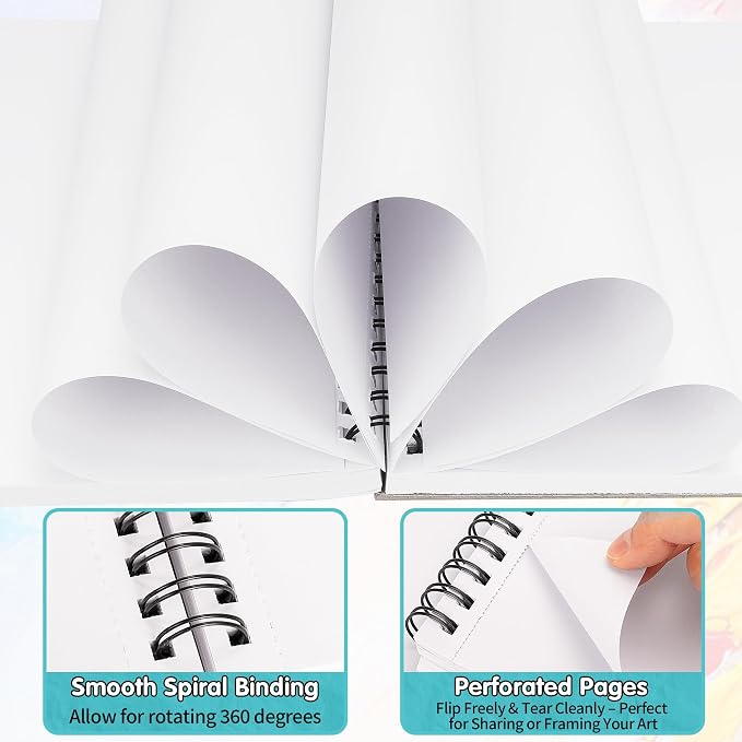 FIXSMITH 9"X12" Teal Sketch Book, 400 Sheets (68 lb/100gsm) Spiral Sketchbook, Acid Free Drawing Paper, Sketch Pad for Beginners,Artists & Professionals, Bright White
