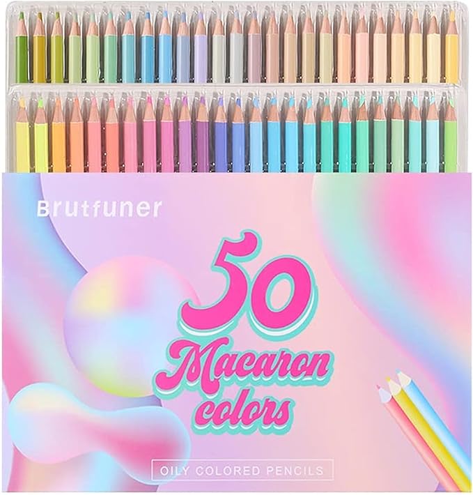 50 Colored Pencil Set, Professional Pastel Coloring Pencils, Art Drawing Pencils for Adult Coloring Books, Artists Drawing, Sketching (Macaron color)