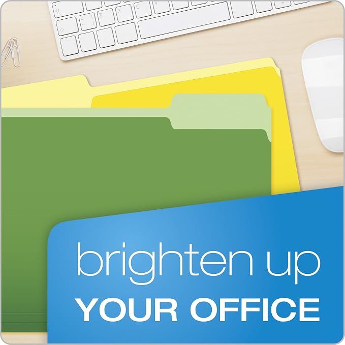 Pendaflex Colored File Folders, Letter Size (8.5" x 11"), 3 Tabs, Durable Paper, Assorted Colors: Green, Yellow, Red & Blue, Color-Coding for School, Office & Home Document Organization (Pack of 360)