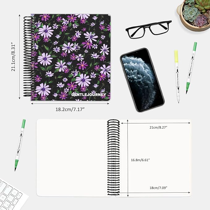 Hardcover Sketchbook,7.2" x 8.3" Spiral Bound Drawing Pad,Lavender Daisy | 150gsm(92lb)Acid-Free Thick Paper,Blank Art Journal for Adults,Artists&Beginners,Ideal for Sketching,Doodling and Mixed Media