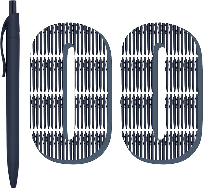 deegtran 100 Pack No Bleed Blue Barrel Click Pens, Wholesale Retractable Ballpoint Pens, Medium Point, Smooth Ink, 1.0MM Black Ink