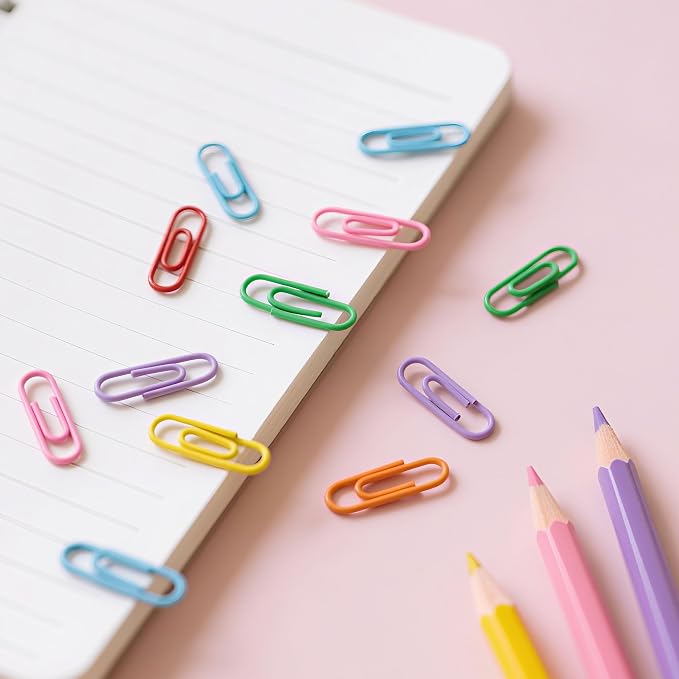 Paper Clips, 600Pcs Medium Paperclips for Office School & Personal Use, Daily DIY, 1-2/7" Colored Heavy Duty Ideal for Bookmark