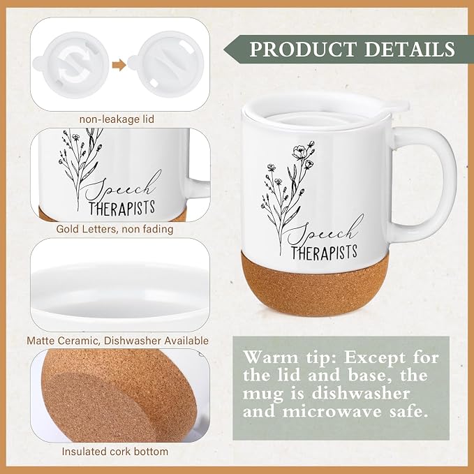 Sayglossy 4 Pcs Speech Therapist Gift Set Therapy Speech Language Pathologist Gift for Men Women Slp Thank You Appreciation Notebook Coffee Mug Scented Candle Ballpoint Pen for Therapist Coworker
