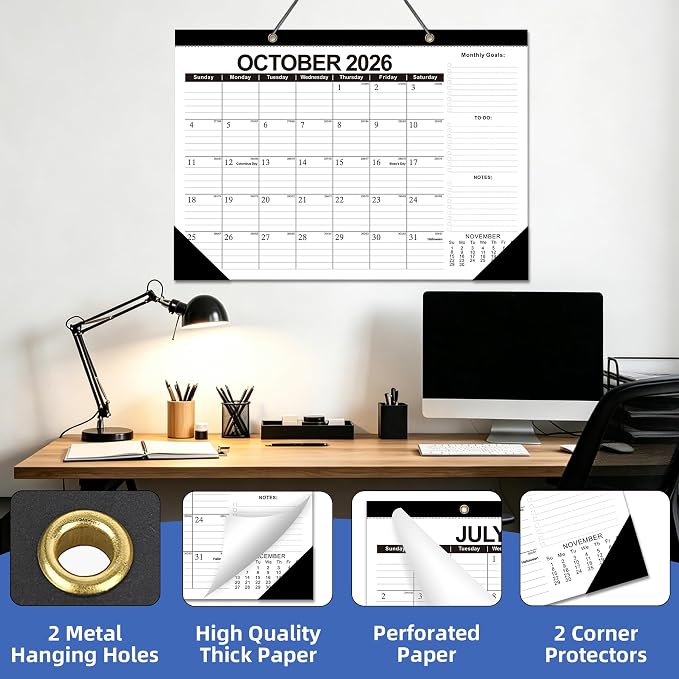 MZD8391 Desk Calendar 2026-2027, Jul 2026-Dec 2027, 17" x 12" Big Calendar | 18 Months, Large Desktop Calendar, Wall Calendar, Monthly Planner, Julian Dates,Home School Office Planning Organization Gift