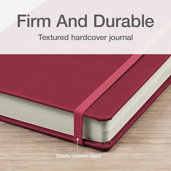 Oxford Premium A5 Journal Notebook, 5" x 8", 320 Lined Pages, Red Hardcover, Elastic Closure, Ribbon Bookmark, Pen Loop, Writing Notebook, Journal for School, Office, and Home (1017293)