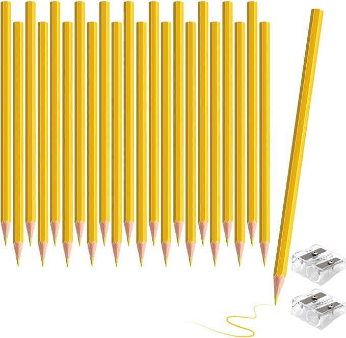 24 Pack Yellow Colored Pencils for Kids, Pre-sharpened Art Pencils Back to School Supplies Set, Drawing Sketching Pencils for Students, Teachers, Classroom