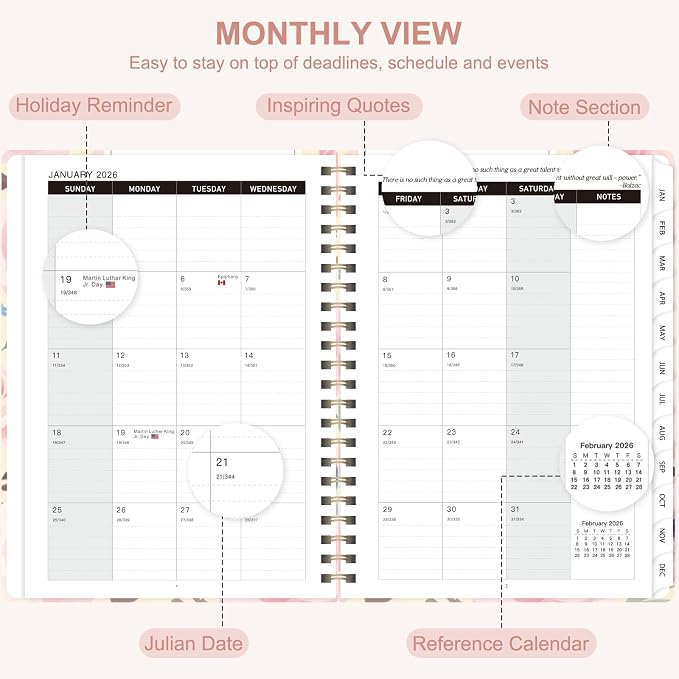 2026 Planner, Weekly and Monthly Calendar Planner Agenda, Jan 2026 - Dec 2026, Planning Academic Book, Office Desk Accessories and School Supplies - A5 (6.3'' x 8.5'')