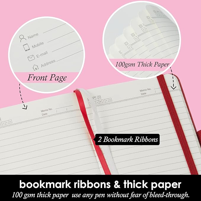 NIRMIRO Small Notebook Journals, 3 Pack Mini Pocket Note pads for Men & Women Writing, A6 Small Leather Notepad 3.7" x 5.7" with Pen, Black, Red, Green