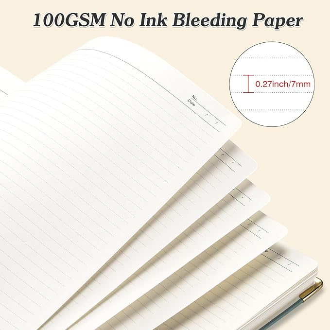 Spiral Notebook, 300 Numbered Pages Notebooks College Ruled with Contens | 100GSM Thick Journal for Women Men, Hardcover Leather Lined Journal for Writing, Large A5 Notebooks for Work School, 6" x 8"
