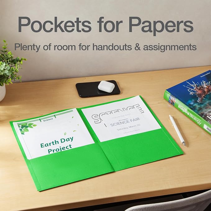 Oxford 2 Pocket Folders, 25 Pack, Tropical Colors, School Value Pack | Each folder holds 100 letter size sheets. Sturdy covers hold up in backpacks all year. Easy to color code. Made in the USA.