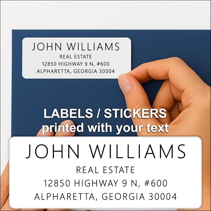 Personalized White Address Labels for Business – Custom Return Address Stickers for Envelopes, Mailing & Shipping Packages – Bulk Business Mailing Labels by PrettySweetParty (Sans Serif Font)
