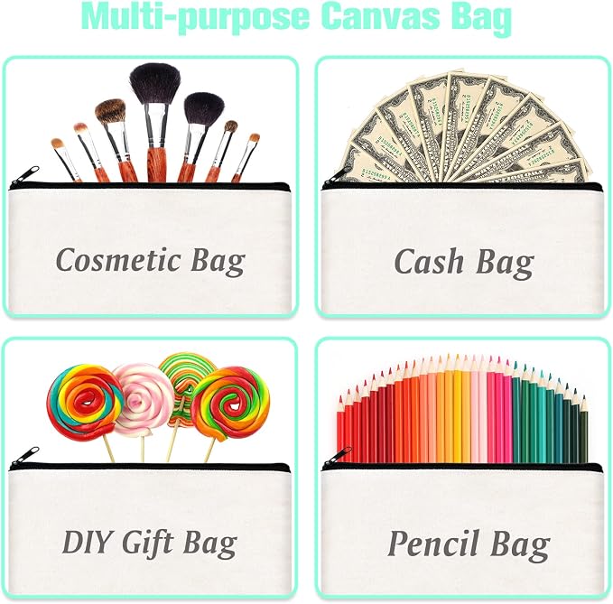 ZeeDix Canvas Zipper Pouch Bulk – 8.3 x 5 Inches Cotton Canvas Pouches with Zipper, Canvas Pencil Pouch, Makeup Bags Bulk for Travel Cosmetic Toiletry, Multipurpose Zipper Pouch for DIY Craft Storage