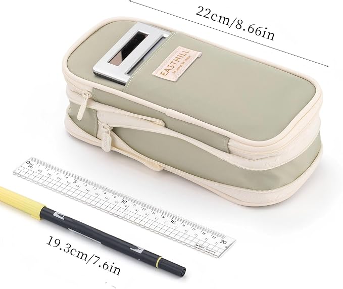 EASTHILL Big Capacity Pencil Case Large Pencil Pouch Stationery Pen Bag for Teen Girls-Green