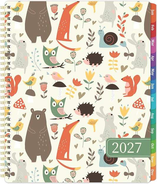 2027 Planner - 2027 Planner Weekly and Monthly, 2027 Calendar Planner | Colorful Tabs, Twin-wire Binding, Premium Paper, Back Pocket, Jan. 2027 - Dec. 2027, 11" x 9" - Cartoon Animal