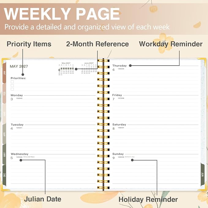 Large 2026-2027 Academic Planner – Weekly & Monthly Planner Organizer from July 2026 - June 2027, 8.5"x11" Aesthetic Daily Agenda Planning Book with Pocket Stickers for Women Students Office, A4 Size