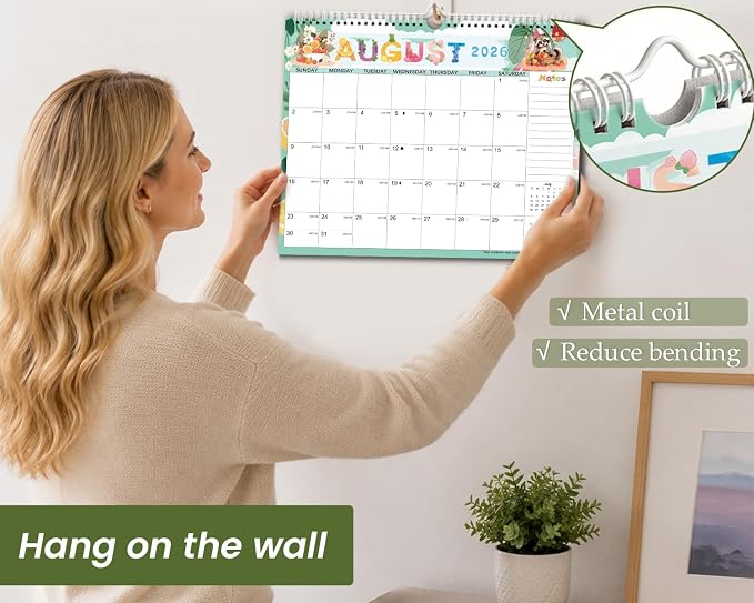 AECCN Calendar 2026-2027 18 Months-Colorful | 14.4" x 11.4" | 110GSM Thick Paper | No-Bleed | Stickers Attached | Home, School & Office Use