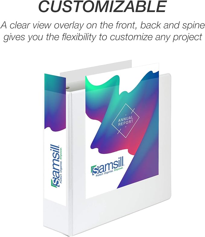 Samsill Durable 3 inch 3 Ring Binder, D Ring Binder, 100% Recycled Chipboard, White, Pallet of 288 Binders in 24 Cartons