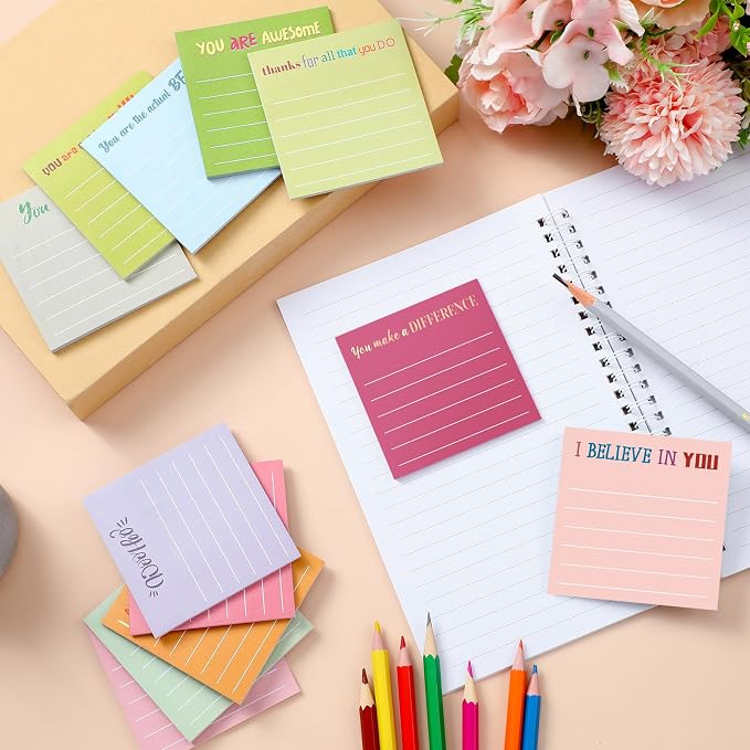 Yinder 24 Pcs Sticky Notes Gifts Bulk,Appreciation,Macaroon