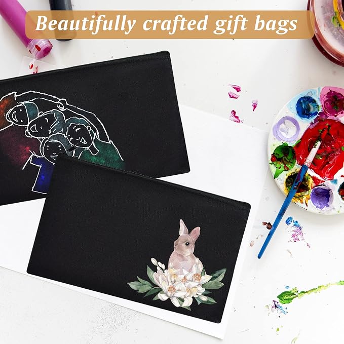 ZeeDix Canvas Zipper Pouch Bulk – 8.3 x 5 Inches Cotton Canvas Pouches with Zipper, Canvas Pencil Pouch, Makeup Bags Bulk for Travel Cosmetic Toiletry, Multipurpose Zipper Pouch for DIY Craft Storage