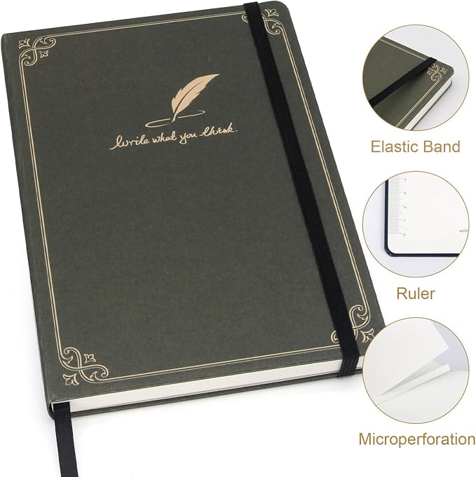 WETLOTE European Vintage Pattern Notebook - Made of sustainable and excellent quality paper,gold fabric and simple patterns, suitable for office, school and many other occasions(Line/Black/B5)