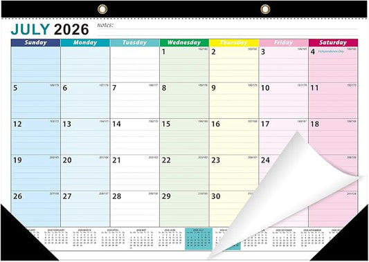 ZTX Desk Calendar 2026-2027 Calendar Desk Calendars 2026-2027-18 Month Planner Big 17"x12" Jul.2026-Dec.2027 Clear Plastic Cover for Home Office School Colorful