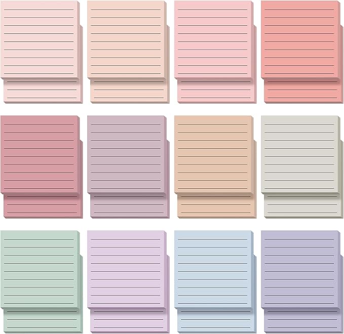 Yinder 24 Pcs Inspirational Sticky Notes, Back to School Supplies, Cute Motivational Sticky Notes Pad Employee Appreciation Gifts Bulk for Teacher Coworker Office 3 x 3'' (No Words,Aesthetics)