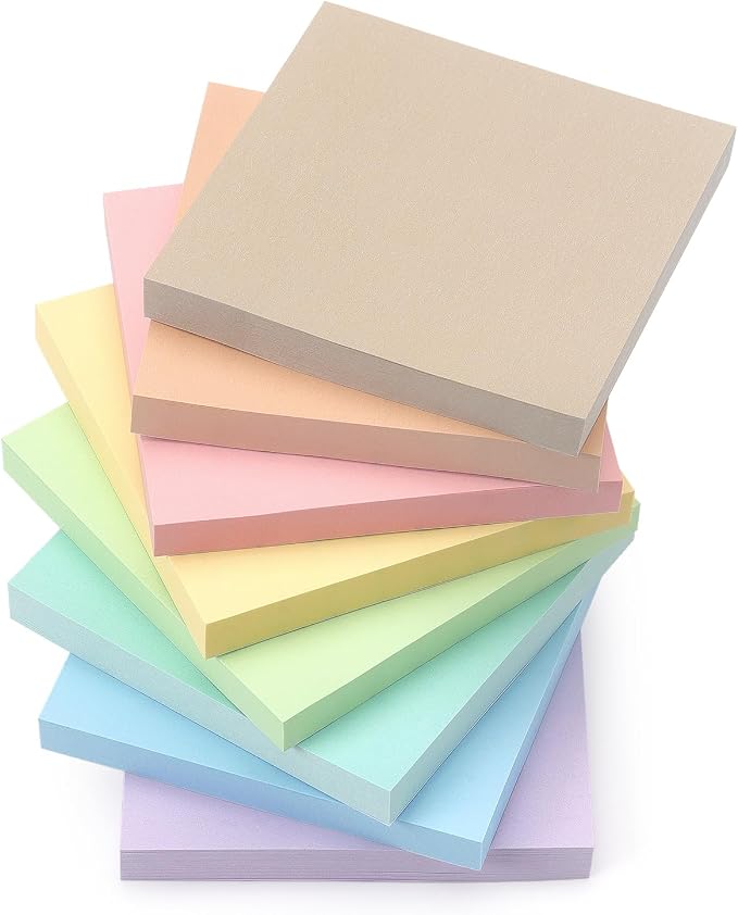 OSBOO Sticky Notes 3x3 Inch 8 Pack Pastel Colors, 80 Sheets/Pad | Soft Pastel Colors Self-Stick Notes Pads Bluk, 640 Sheets Total, Perfect for Daily Reminders, Study Notes, and Office Memos