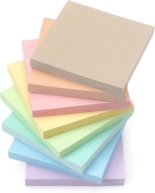 OSBOO Sticky Notes 3x3 Inch 8 Pack Pastel Colors, 80 Sheets/Pad | Soft Pastel Colors Self-Stick Notes Pads Bluk, 640 Sheets Total, Perfect for Daily Reminders, Study Notes, and Office Memos