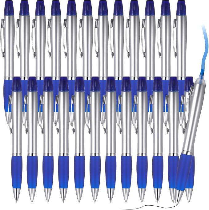 Colarr 30 Pcs Highlighter with Ballpoint Pen Combo Chisel Tips Pen Highlighter Combo for Student Office Writing Coloring Underlining Highlighting(Blue)