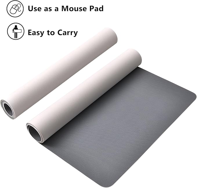 Flower Large Mouse Pad, Floral Desk Matt for Desktop, PU Leather Waterproof Desk Pad, Computer PC Laptop Protector Gaming Mouse Pads for Women Office Decor (27.5" x 13.8")