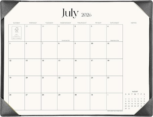 Simplified Desk Calendar 2026 with Desktop Mat, Cabbrix Large Desk Pad Calendar 21" x 16-1/2" January 2026 to June 2027, Desk Blotter Calendar for Home School and Office (Dark Black)
