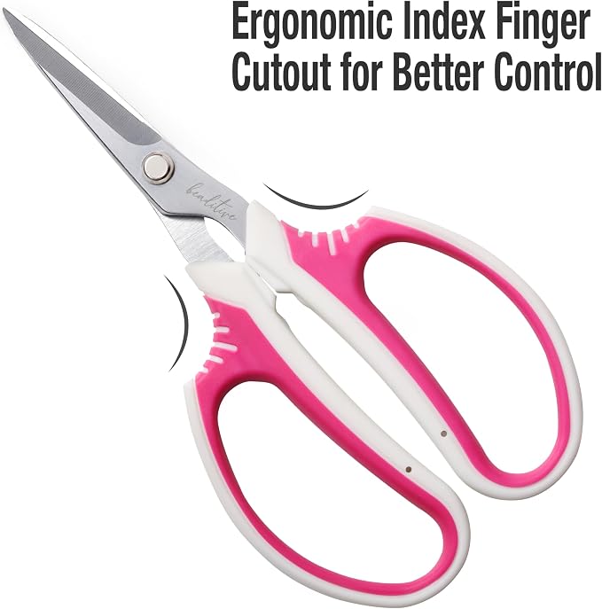 Beaditive Multipurpose Craft Scissors - High-Leverage Crafting Scissors with Sharp Carbon Steel Blades - Ergonomic Sewing Scissors for Heavy Duty Projects - Safe Office, Scrapbook, Leather Scissors