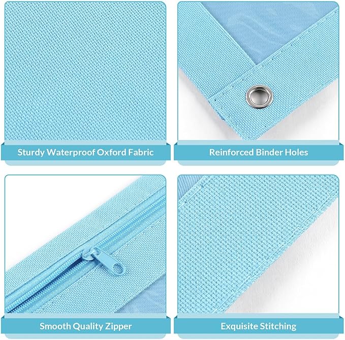 SKYDUE Binder Pencil Pouch – 3 Ring Pencil Pouch with Clear Window, Smooth Zipper Pencil Case for School Supplies, Large Capacity Pencil Pouches for 3 Ring Binder with Reinforced Grommets