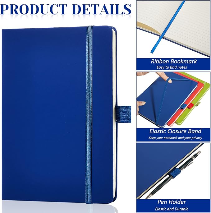 Laumoi 14 Pack Hardcover Journal Notebooks Bulk Journaling Notebook Wide Ruled PU Leather Ruled Lined Journals with Pen Holder for School Business Work Writing (Bright Color,A5)