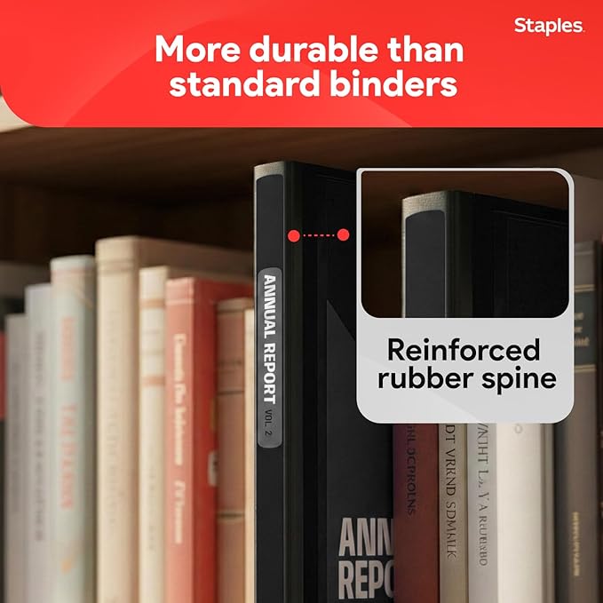 Staples Heavy-Duty 1.5-Inch D-Ring Binder, Black – Large Capacity 3-Ring Binder, Holds Up to 400 Sheets for School & Office