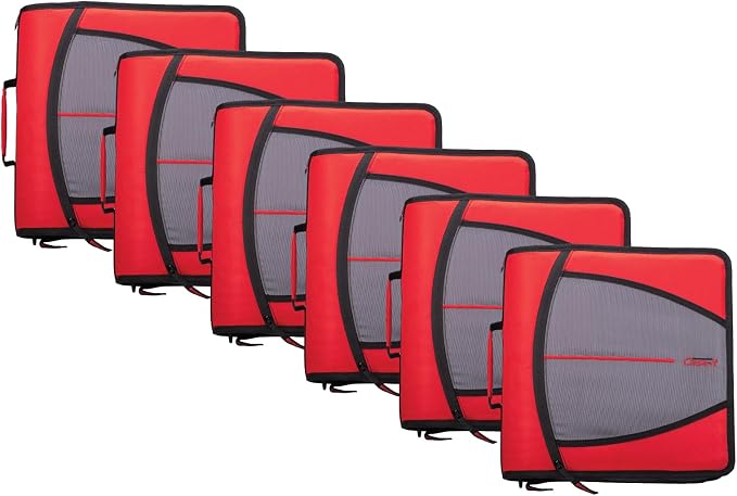 Case-it Mighty Zip Tab School Zipper Binder | 3-Inch O-Rings, 600-Sheet Capacity, 5-Subject Expanding File Folder, Multiple Pockets & Storage Organizer, Shoulder Strap | D-146 Race Car Red | 6 Pack