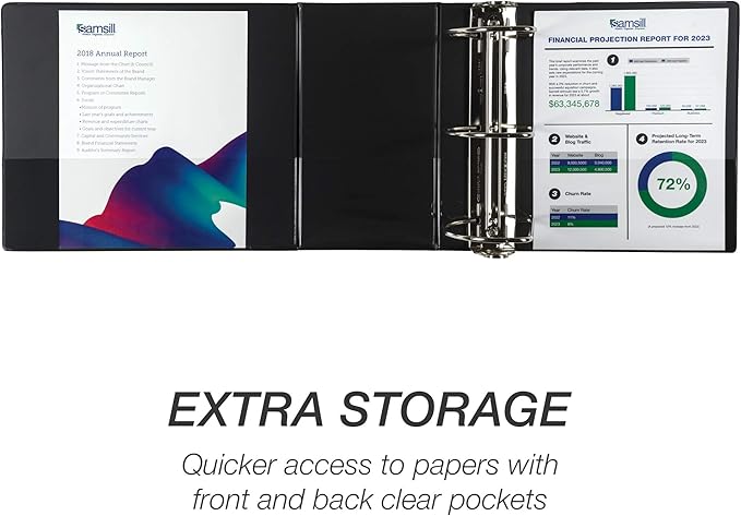 Samsill Durable 6 inch 3 Ring Binder, Locking D Ring 100% Recycled Chipboard, Black, Pallet of 120 Binders in 20 Cartons
