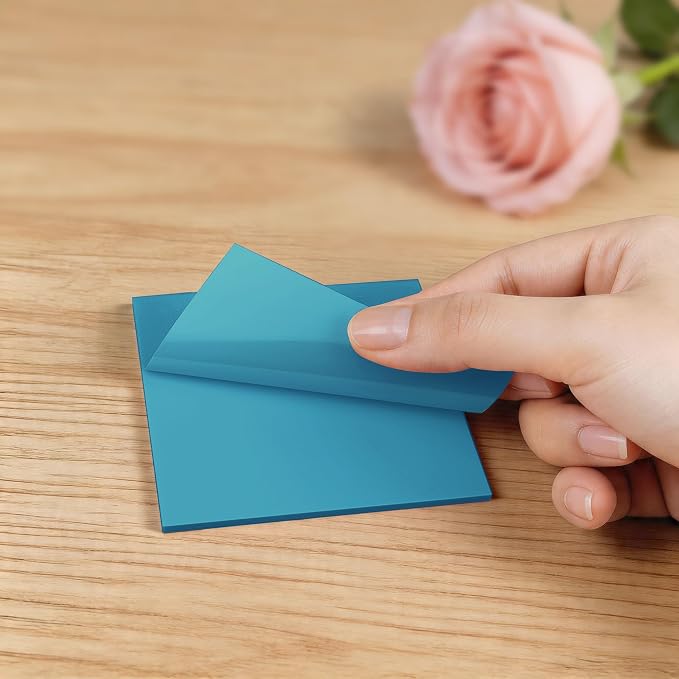 100 Sheets Transparent Sticky Notes, 3x3 Inch Clear Post It Notes for Office School College Teacher Student Supplies (100, Blue)