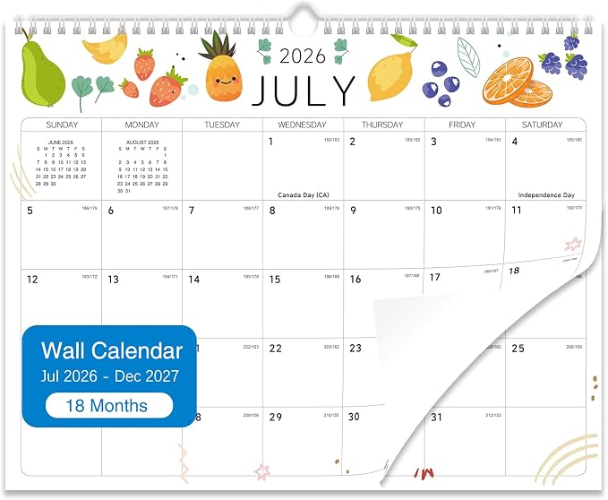 2026-2027 Wall Calendar - 18 Months Wall Calendar 2026-2027 with Thick Paper, Jul 2026 - Dec 2027, 14" x 11", Twin-Wire Binding, Home or Office Calendar for Easy Organizing