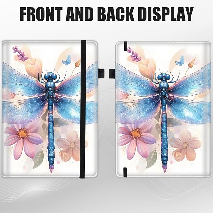 Hardcover Executive Notebooks, A5 PU Leather Lined Journal Notebook, 200 Pages Thick Paper Subject Notebooks for School,Work,Home Writing Business Notebook, Diary Book, Blue Dragon in The Flowers