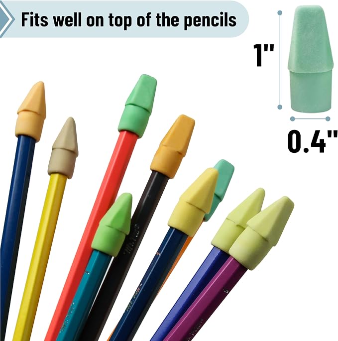 Mr. Pen- Pencil Erasers Toppers, 500 Pack, Colorful, Latex Free, No Smudge | Mr Pen Erasers for Pencils