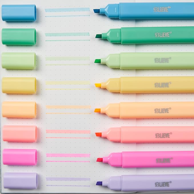 BLIEVE Bible Highlighters No Bleed Through, Pastel Colors, Dual Tip, 8 Pack | Aesthetic Cute Highlighters, Chisel Tip & Fine Point For Bible & Journaling, Back To School Supplies