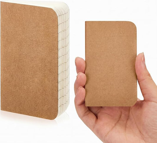 Outus 1 Pcs Pocket Notebook Mini Journal 2.5" x 4" Kraft Paper Mini Notepad Bulk Softcover Pocket Notepad Memo Diary Subject Notebooks for Student Travel School (Brown,Brown Cover)