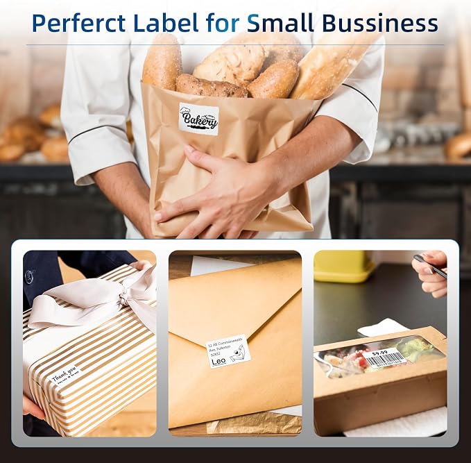 Phomemo Rectangle Barcode Labels, Multi-Purpose White Self-Adhesive Tag for M110/M110S/M120/M200/M220 Label Maker Machine, 1.18'' x 0.78"(30X 20mm), 320 Labels/Roll, Black on White